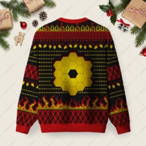 Alternative view of James Webb Space Telescope Ugly Christmas Fuzzy Fleece Sweatshirt