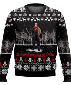 Jason Voorhees Slashing Ugly Christmas Sweater