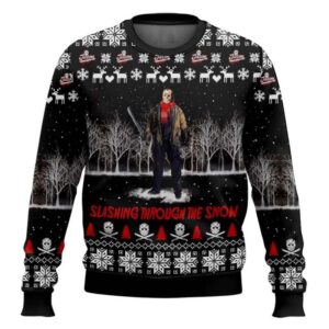 Jason Voorhees Slashing Ugly Christmas Sweater