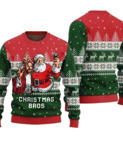 Jesus And Santa Christmas Bros Ugly Christmas Sweater 