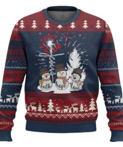 Jesus Christian Faith Hope Love Snowman Ugly Christmas Sweater