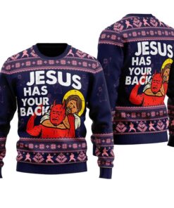 Jesus Has Your Back Ugly Christmas Sweater 