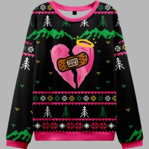 Jesus Heals Pink Heart Christian Ugly Christmas Sweater - gullprint.com