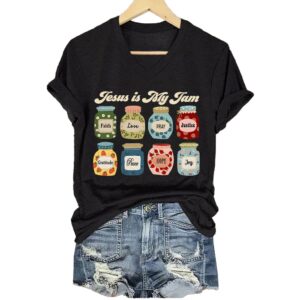 Alternative view of Jesus Is My Jam Christian Faith Graphic Shirt