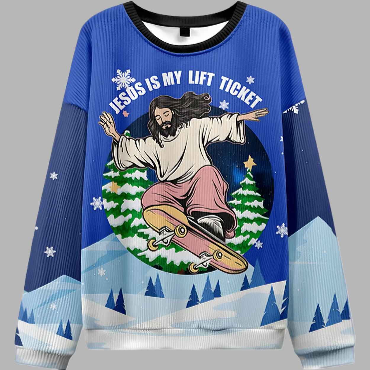 Jesus Is My Lift Ticket Ugly Christmas Sweater - gullprint.com