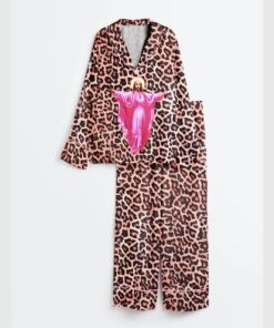 Jesus Leopard Satin Pajama Set