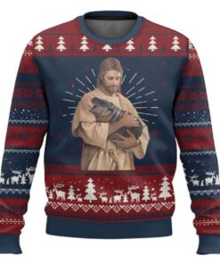 Jesus Loves Moo Deng Ugly Christmas Sweater