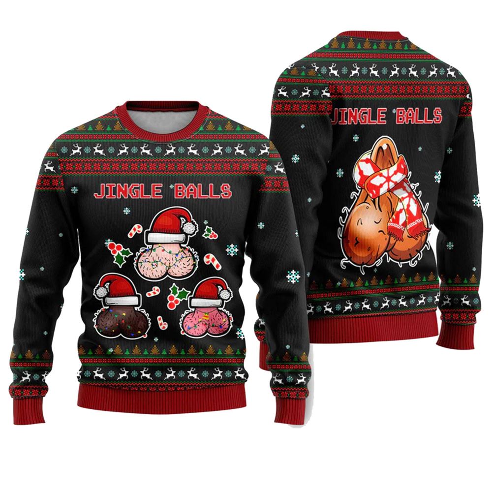 Jingle Balls Funny Ugly Christmas Sweater - Grishko.com