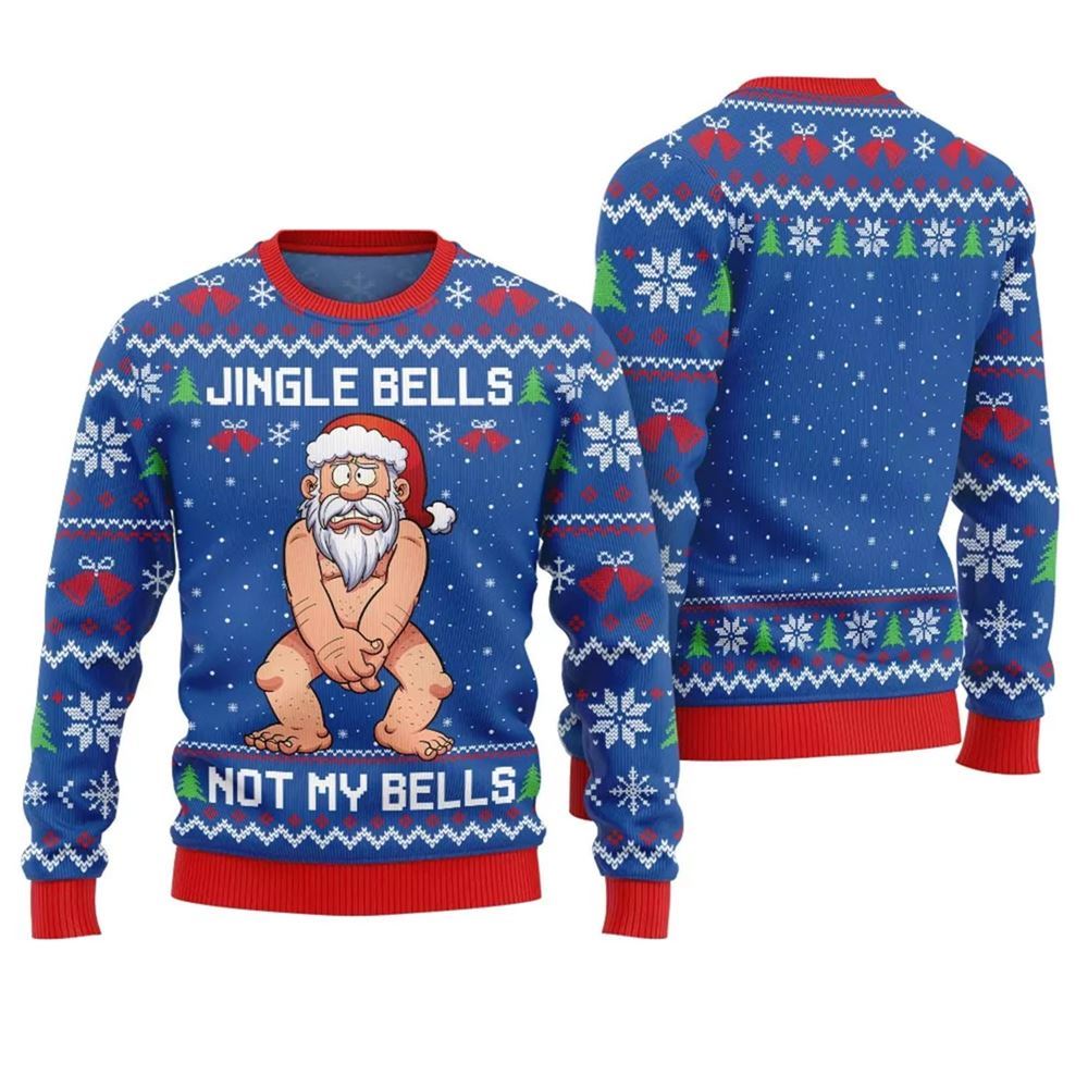 Jingle Bells Santa Naughty Christmas Sweater - Grishko.com