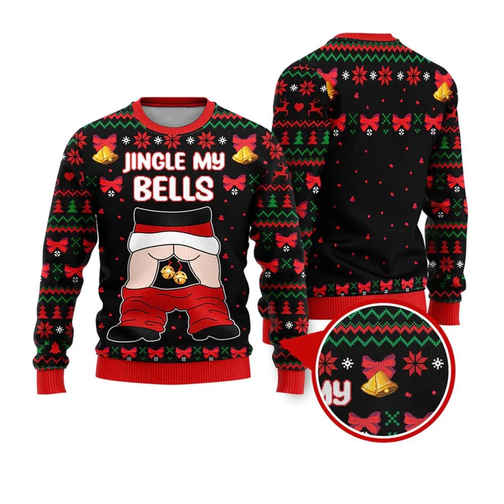 Jingle My Bells Funny Santa Funny Ugly Christmas Sweater - Grishko.com