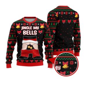 Alternative view of Jingle My Bells Funny Santa Funny Ugly Christmas Sweater - Grishko.com