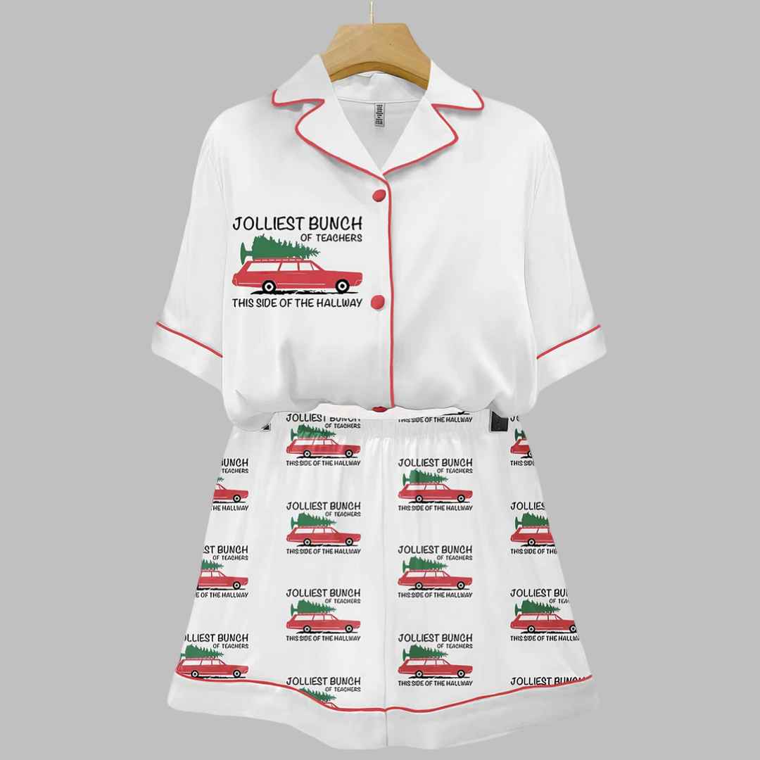Jolliest Bunch Of Teachers Christmas Truck Art Print Pajama Set