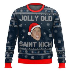 Jolly Old Saint Nick Nicolas Cage Ugly Christmas Sweater
