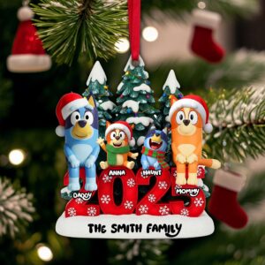 Joyful Puppy Family Ornament - Personalized Christmas Gifts For Family 03NALU290825