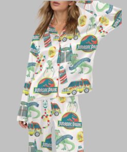 Jurassic Dinosaur Park Satin Pajama Set
