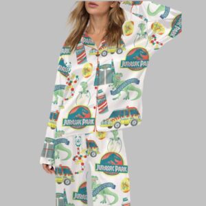 Jurassic Dinosaur Park Satin Pajama Set
