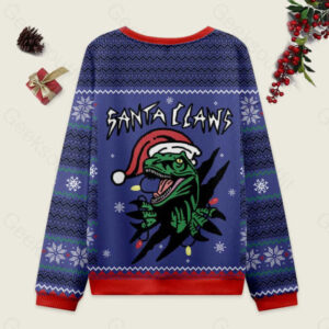 Alternative view of Jurassic Dinosaurs Ugly Christmas Fuzzy Fleece Sweatshirt