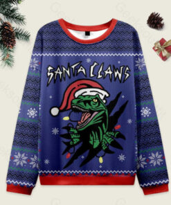 Jurassic Dinosaurs Ugly Christmas Fuzzy Fleece Sweatshirt