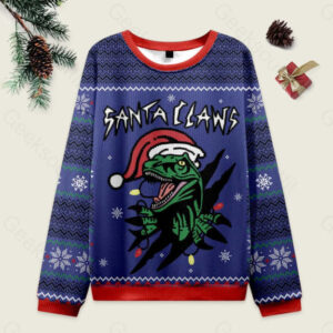 Jurassic Dinosaurs Ugly Christmas Fuzzy Fleece Sweatshirt