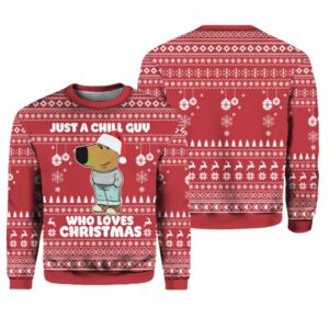 Alternative view of Just A Chill Guy Who Loves Christmas Ugly Sweater - Grishko.com