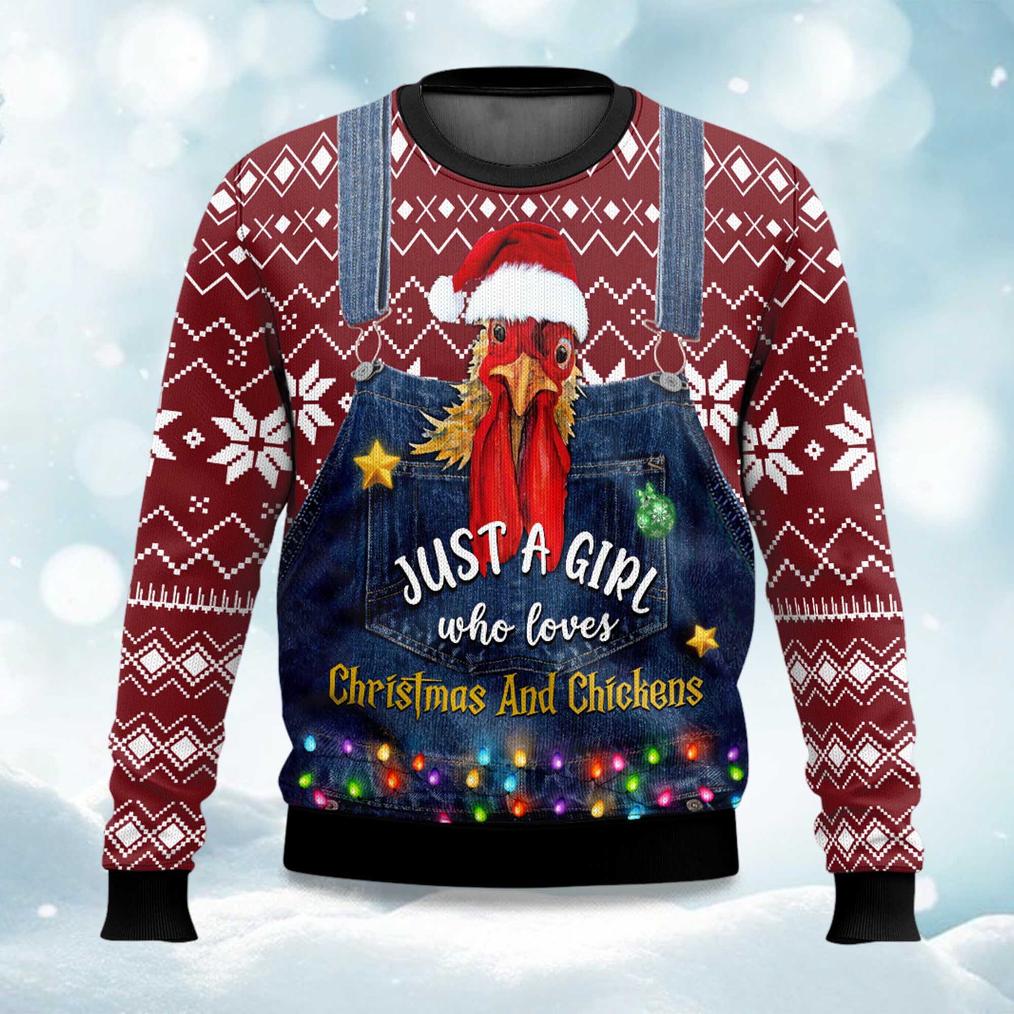 Just A Girl Who Loves Chickens Ugly Christmas Sweater