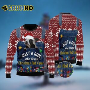 Just A Girl Who Loves Christmas And Cows Ugly Christmas Sweater - Grishko.com
