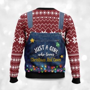 Alternative view of Just A Girl Who Loves Christmas And Cows Ugly Christmas Sweater
