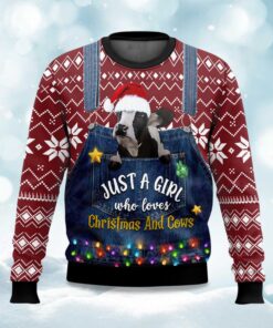 Just A Girl Who Loves Christmas And Cows Ugly Christmas Sweater