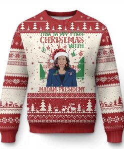 Kamala This Is My First Christmas With Madam President Ugly Christmas Sweater 