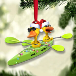 Kayaking Yellow Ducks -  Personalized Christmas Ornament - Gifts for Kayaking Lovers