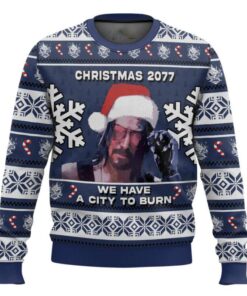Keanu Reeves Cyberpunk 2077 Christmas Ugly Sweater