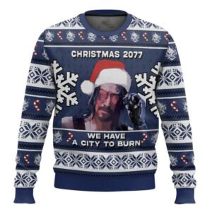 Keanu Reeves Cyberpunk 2077 Christmas Ugly Sweater
