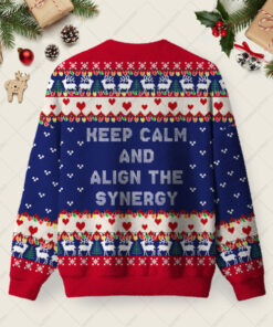 Alternative view of Keep Calm And Align The Synergy Ugly Christmas Fuzzy Fleece Sweatshirt