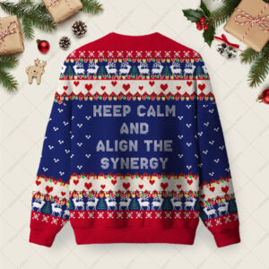Alternative view of Keep Calm And Align The Synergy Ugly Christmas Fuzzy Fleece Sweatshirt