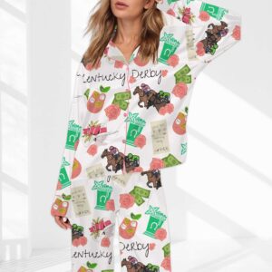 Kentucky Derby Horse Satin Pajama Set For Women