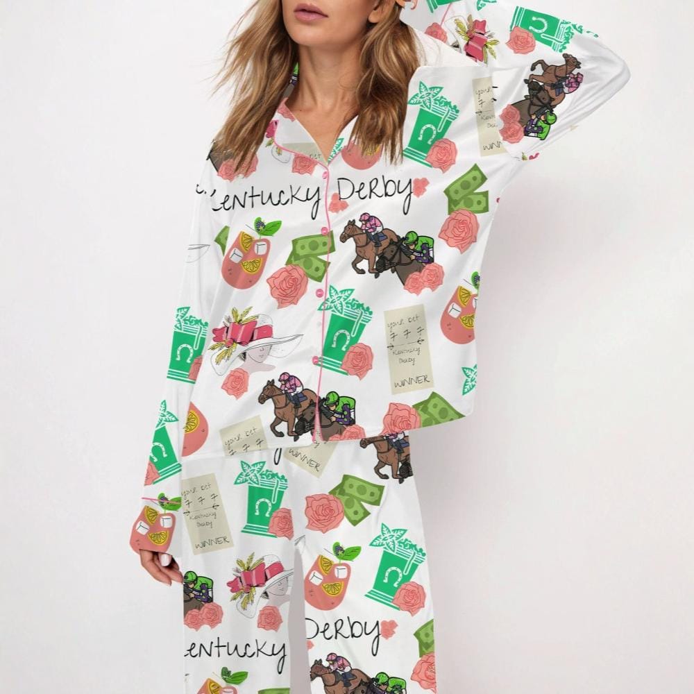 Kentucky Derby Horse Satin Pajama Set