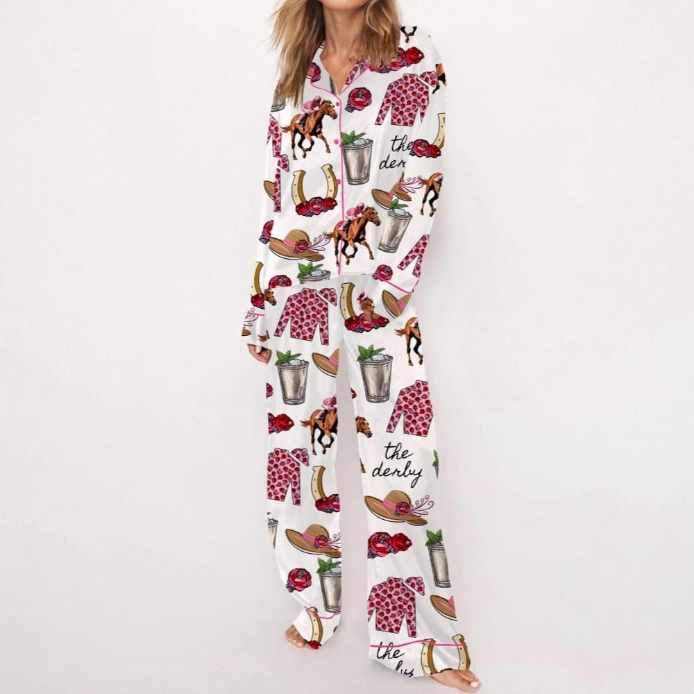 Kentucky Derby Party Satin Pajama Set