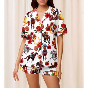 Kentucky Derby Print Pajamas Set For Women