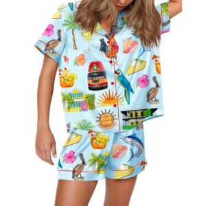 Key West Florida Travel Satin Pajama Set For Women