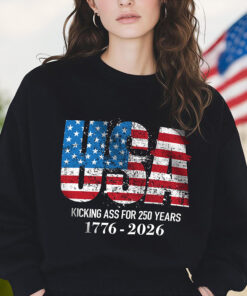 Alternative view of Kicking Ass For 250 Years Of Freedom Patriot Dark Shirt