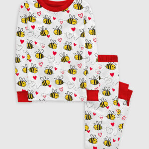 Kid's Bee Kind Love Heart Valentine's Day Long Sleeve Pajama Set