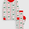 Kid's Christmas Candy Cane Stripes And Coquette Bows Long Sleeve Pajamas Set