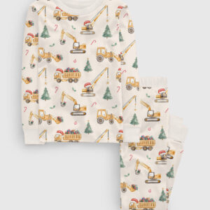 Kid's Christmas Construction Xmas Digger Long Sleeve Pajama Set