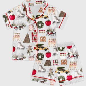 Alternative view of Kid's Christmas In New York Satin Family Pajamas Set