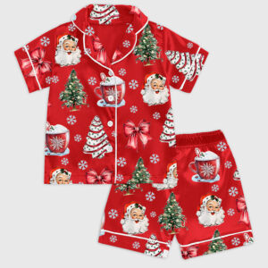 Alternative view of Kid's Coquette Christmas Santa Satin Family Pajamas Set