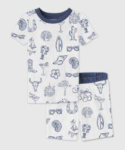 Kid's Cowgirl Coastal Bachelorette Hand Drawn Whimsical Short Sleeve Pajama Set