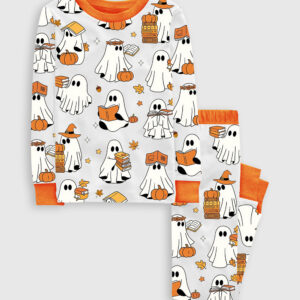 Kid's Ghost Books Halloween Long Sleeve Pajama Set