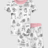 Kid's Hand Drawn Wedding Icons Champagne Wedding Timeline Print Short Sleeve Pajama Set