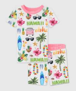 Kid's Hawaii Travel Short Sleeve Pajama Set