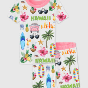 Kid's Hawaii Travel Short Sleeve Pajama Set